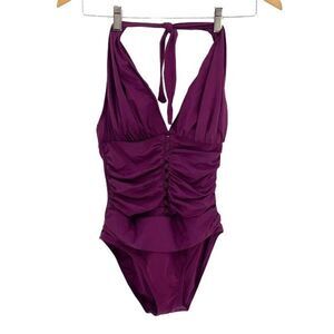 Bleu Rod Beattie Womens Halter Twister Mio One-Piece Swimsuit Cherry Wine Size 4
